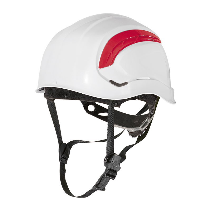 CASQUE DE CHANTIER ABS  BLANC AVEC JUGULAIRE 3 POINTS SERRAGE ROTOR